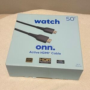 Onn Black Active HDMI Cable 50 ft